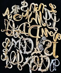 100 Vintage INITIAL Letter Brooch Pins Lot 35 Signed Trifari Sarah Anne Klein