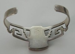 Stunning Sterling Trapezoid Black Onyx Geometric Aztec Designer Bracelet TS-70