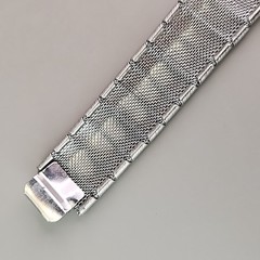 Vintage Mesh Bracelet Brushed Silver Tone Ribbed 6.25″