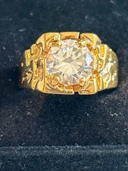 Vintage Ring 18kt H.G.E. with Clear Rhinestones Size 11 1/2”