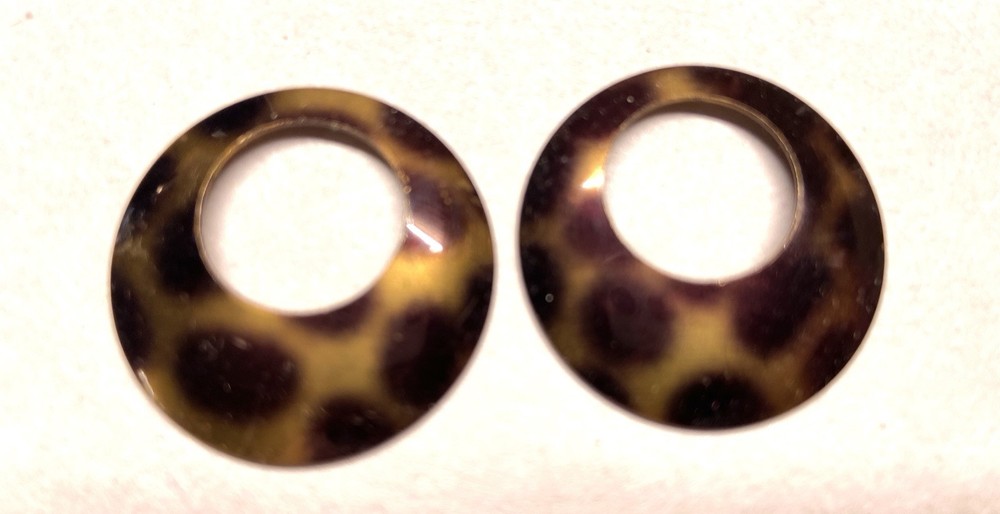 46x Vtg. Metal Charm – Round Hoop charm shape- Brown Spotted animal print