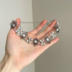 Vintage Pearl Baroque Choker/Retro Chain Necklace