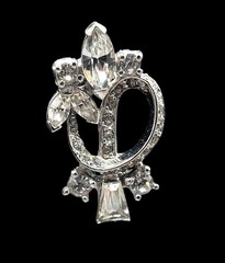 Vintage Pennino Sparkling Ice Bow & Flowers Clip On Earrings Rhodium Plated