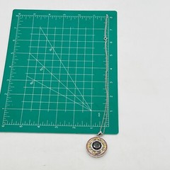Sterling Silver 925 Open Work Crystal Round Signed NF Pendant Chain Necklace JTV