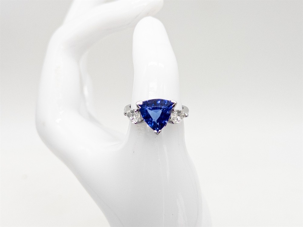 Designer $9000 4ct Trillion D BLOCK Tanzanite VS H Diamond Platinum Ring 10g