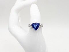 Designer $9000 4ct Trillion D BLOCK Tanzanite VS H Diamond Platinum Ring 10g