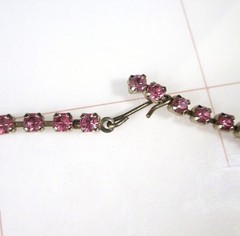 Vintage Pink Rhinestone Choker Necklace Mid Century Statement