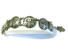 VINTAGE HAMSA HAND CHARM PROTECTION BRACELET SOUVENIR MOROCCO