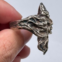 Vintage Cameo Native American Figure Silver Dimensional Ring Size 9.75