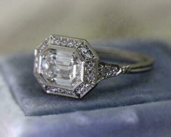 Art Deco Style 3.00Ct Emerald Cut Lab-Created Diamond Engagement Ring 925 Silver