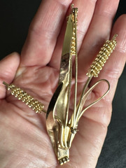 VTG Napier Cattail Brooch Mid Century Modern Botanical Gold Tone Typha Pin