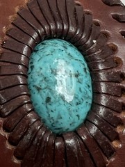 Vintage Leather Cuff Bracelet Blue Stone 3”