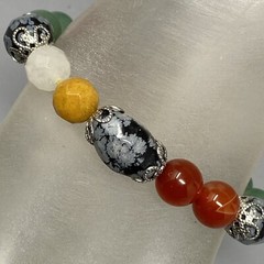 Stone Bead Bracelet Multi Color Assorted Gemstone Stretch Healing Chakra 7″