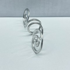 Scarf Slide Silver Tone Hammered Aluminum Double Open Spirals with Center Coil