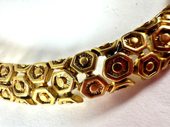 Vintage Necklace Collar Cobblestone Honeycomb Goldtone Shiny 19 inches