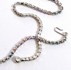 VTG EXQUISITE B DAVID AB RHINESTONE NECKLACE CLIP EARRINGS Prong Set 60s EXC