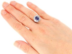 1.94Ct Basaltic Sapphire and 1.07Ct Diamond Platinum Ballerina Ring Circa 1970