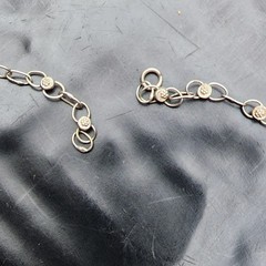 NO CLASP Sterling Silver 925 Filigree Flower Crystal Choker Collar Necklace 15IN