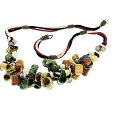 1970/1980s Mexican Folk Art Cluster Necklace Pottery Mugs Charms Ethnic Vintage
