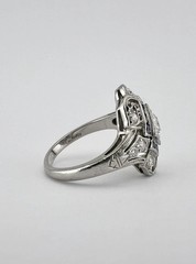Vintage Edwardian Style Lab Created Diamond Art Deco Engagement 14K Gold FN Ring