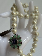 VTG CAROL LEE FAUX PEARL AMETHYST TURQUOISE BEADS 16” NECKLACE WITH TAG READ!