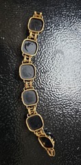 Vintage German Black Glass Cabochon Bracelet (circa 1940s–1950s)