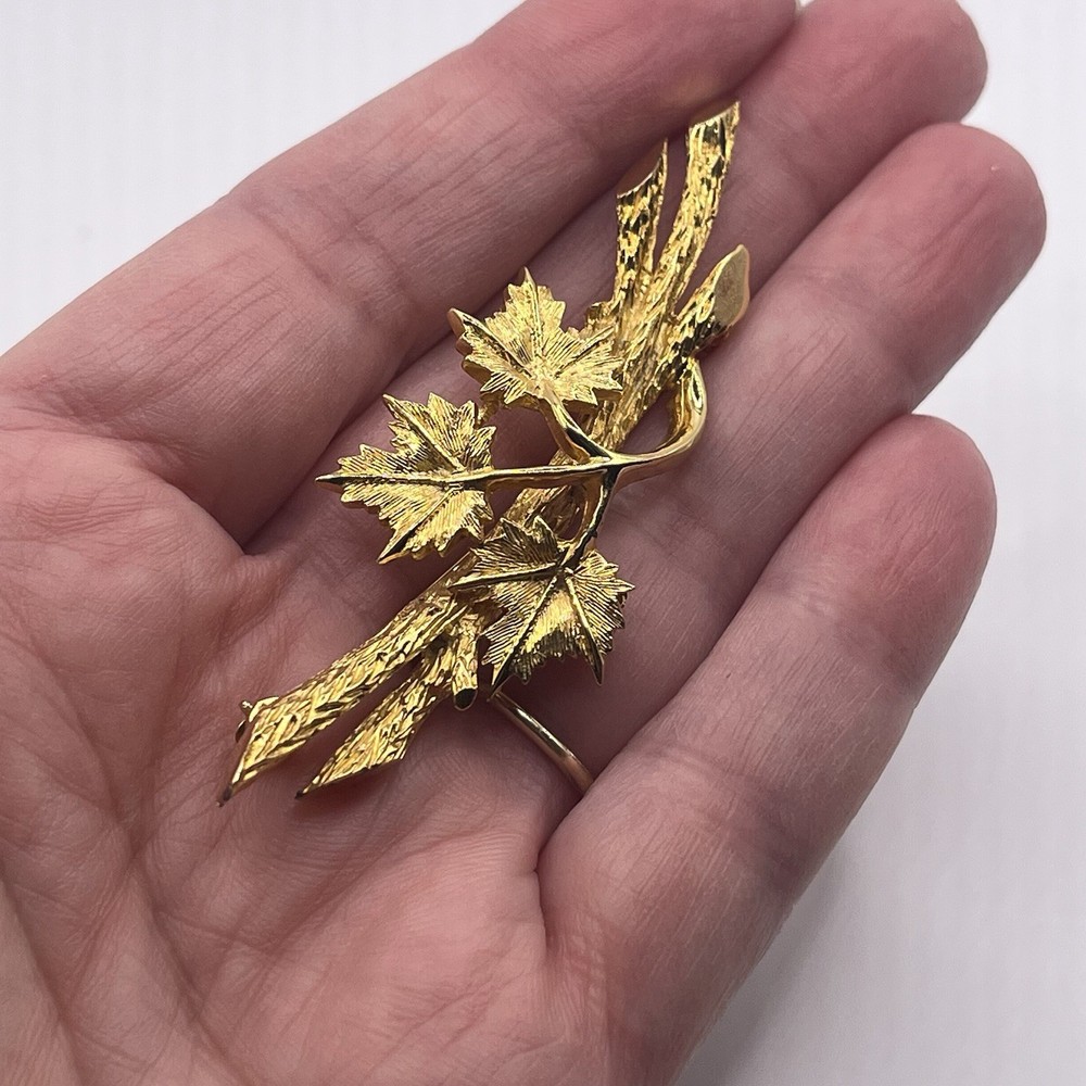 Vintage Boucher Signed and Number Gold Tone Brooch 2.5 inches long 1950s READ