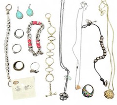 Lot Of Fossil Signed Rose Gold Tone Necklaces And Bracelet Earrings Rings J150