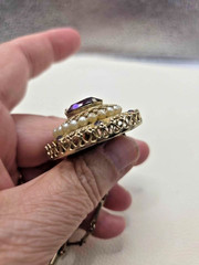 Vintage Coro necklace, Faux amethyst, pearl