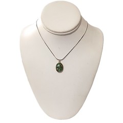 Vintage Confetti Lucite Pendant Necklace Silver Tone Chain 18″ Bohemian Indie