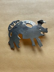 Vintage Mexican Sterling Silver Pig Pin Brooch 9.6 Grams