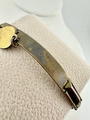 Antique Expansion ID Bracelet Etched Heart Charm 6.2in Repair Metal Unknown Read