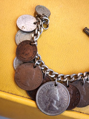 Vintage 14 RARE 1950’s Coin Charm Bracelet South Africa, India