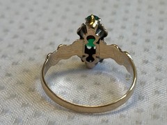 Antique Gold Filled Ring 2.09g Jewelry Size 6.75 Band Green & White Stones *READ