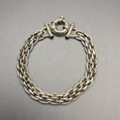 Vintage Sterling Silver Heavy Woven Statement Bracelet 6.75″ 925 8.5mm Chain