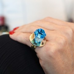GEM RING POP Anthony Kantor Cocktail Ring In 14Kt Yellow Gold & 28 Ctw Blue
