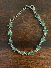 Vintage Multi-Color Abalone Star Silver Tone Bracelet 7″