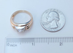 Vintage Art Deco 14k Multicolor Gold Man’s Solitaire .31ct Diamond Ring Size 7+