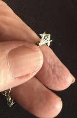 Vintage White And Yellow Gold Diamond Eastern Star / Masonic Pearl Pins 14k