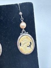 Vintage Sorrento Sterling Silver Cameo Filigree Earrings