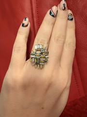 Vintage Fancy Color Baguette Diamond Ring . 2.94 DTW 14Kt White Gold.