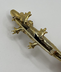 Kenneth Jay Lane Gold Plated Alligator Brooch Pave Rhinestone Head Pin