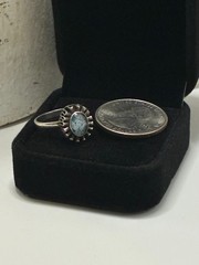 Vintage Crushed Mosaic Blue Fire Opal 925 Sterling Silver Sunburst Ring Size 6
