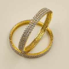 22K Gold Plated Cubic Zirconia Bangle Set Handmade South Indian Ethnic Jewelry
