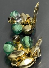 Juliana Style Women’s Clip On Earrings Gold Tone Faceted Crystal Glass 1 1/8”