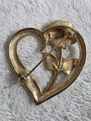 Princess Diana Memorial Heart Rose Brooch Gold Tone Legacy Love RDC Signed