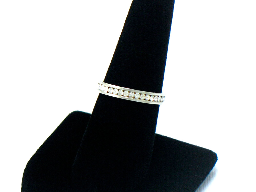Eternity Band – Silver Tone and Sparkling Rhinestones Size 8