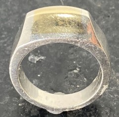 Sterling and 14KT WG Ladies Dome Ring Sz~6 8.6 Grams