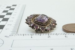 ANTIQUE ENGLISH 12K GOLD AMETHYST PEARL PIN BROOCH c1830