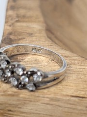 Vintage 925 Sterling Silver Clear Stone Wavy Design Ring Size 7
